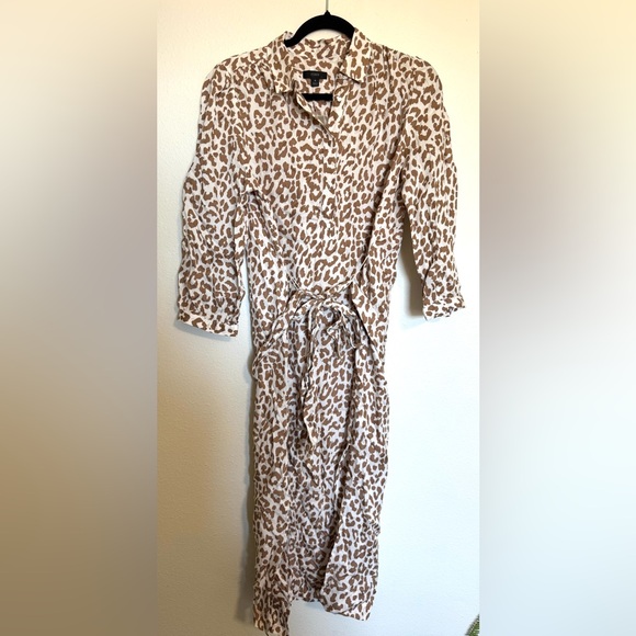 J. Crew Tie-waist Shirt-dress In Bold Leopard woman’s 8 NWT - Picture 5 of 12